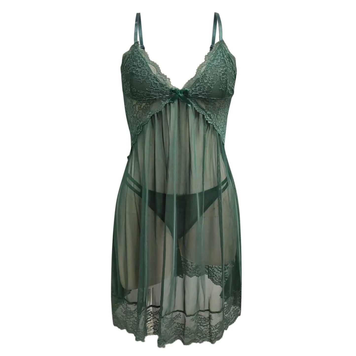 Ensemble de lingerie en dentelle à col en V pour femmes, sous-vêtements sexy, chemise de nuit à la mode, maille imprimée, vêtements de nuit 2 pièces, robe chaude, InDispens2024