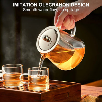 Théière en verre – Borosilicate résistant à la chaleur avec infuseur amovible en acier inoxydable, service à thé Kung Fu