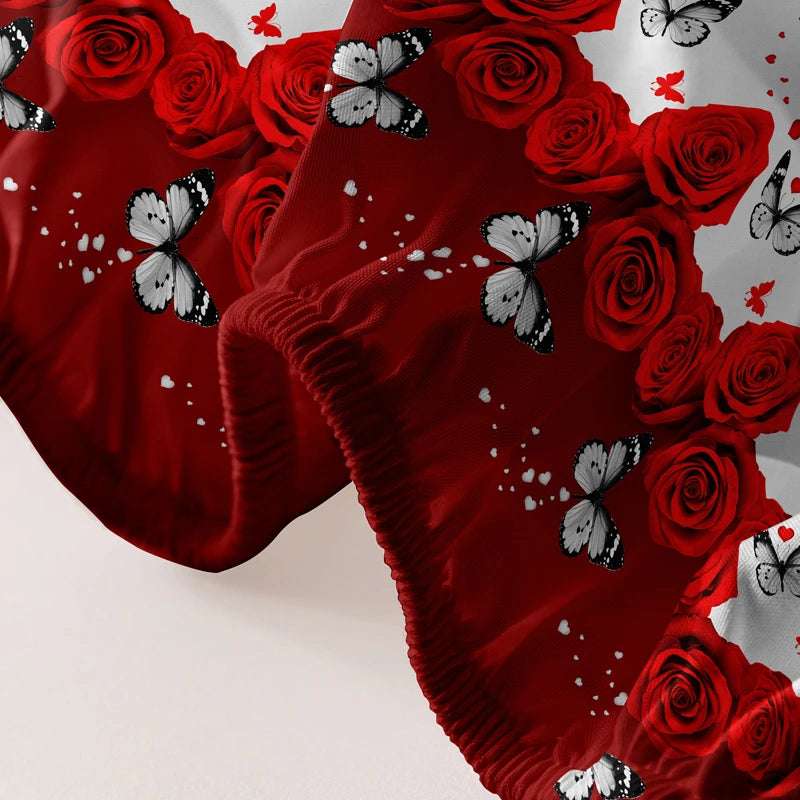 1 drap de lit givré à motif floral et papillon, couvre-lit imprimé pour chambre à coucher, literie (hors taies d'oreiller)