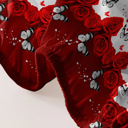 1 drap de lit givré à motif floral et papillon, couvre-lit imprimé pour chambre à coucher, literie (hors taies d'oreiller)