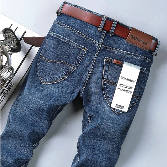Pantalon en jean délavé de marque haut de gamme 2026, jean pour homme de haute qualité, décontracté, taille haute, pantalon en denim pour toutes les saisons