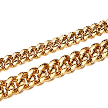 Collier à maillons cubains dorés Hip-Hop en acier inoxydable pour hommes et femmes, bijoux tendance