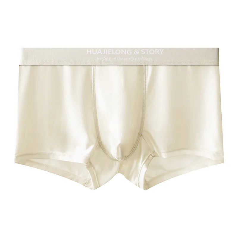1/3 pièces respirant mince Satin soie Boxer slips sans couture taille moyenne glace soie boxeurs caleçons sous-vêtements lisses pour hommes quotidien