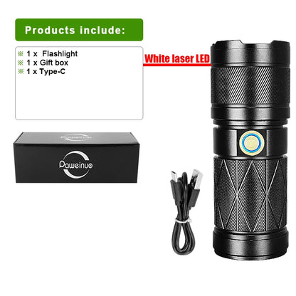 Lampe de poche LED laser blanc Super puissante, torche 3x18650 intégrée, Zoom 1500m, lanterne tactique avec COB, lampe étanche pour Camping