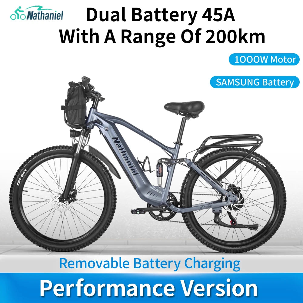 Nathaniel SYR03 vélo électrique 27.5 "48V1000W vélo électrique assisté adulte 45Ah grande capacité batteries au lithium détachables Ebike