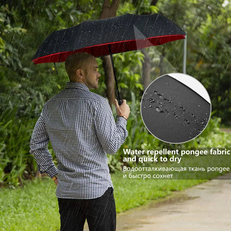 Parapluie coupe-vent double couche résistant entièrement automatique pluie hommes femmes 10K mâle grand parapluies parasol