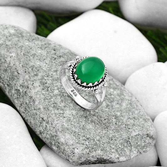 Natural Green Onyx Ring size-8.5 R-1474 SDR163337