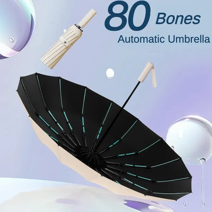 Parapluie anti-tempête 80 Bone pour hommes et femmes, pliage automatique, grand parapluie coupe-vent imperméable, parapluies anti-ultraviolets