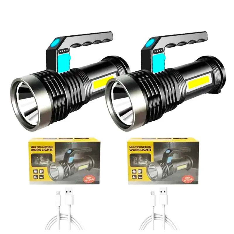 Lampe de poche LED haute puissance, torche Rechargeable par Usb, projecteur Portable très lumineux pour l'extérieur, lampe de Camping intégrée 18650