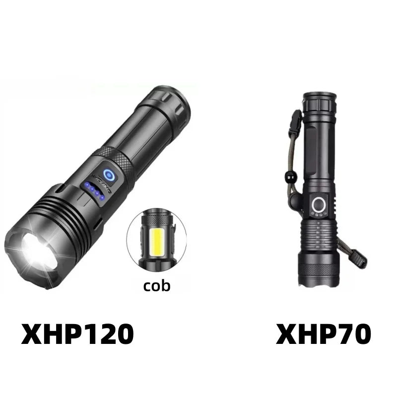 Lampe de poche Super XGardens 90, 120, lumière LED injuste, torche haute puissance, lampe de camping aste, USB 18650