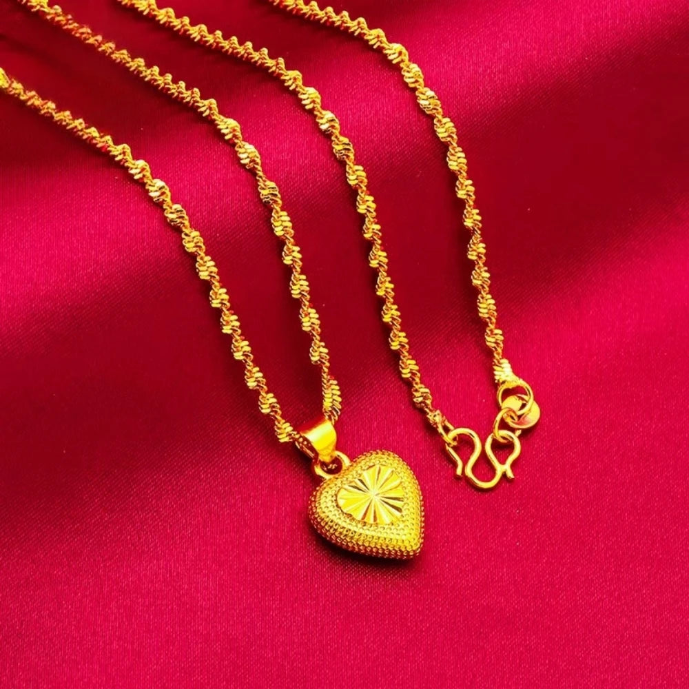 Colliers avec pendentif fleur couleur or 24K pour femmes, chaîne ondulée de 18 pouces, accessoires de bijoux de luxe de haute qualité