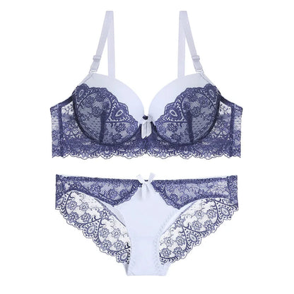 Ensemble de soutien-gorge à bandes classique, Lingerie Push Up, brassière en dentelle, ensemble de sous-vêtements, culotte transparente Sexy pour femmes