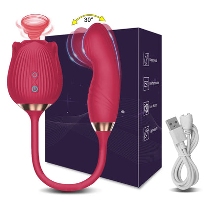Vibromasseur à succion pour femmes, stimulateur clitoridien, masseur de mamelon Oral, gode vibrant de poussée, jouet sexuel Rose 2 en 1 pour femmes