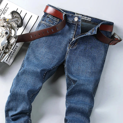 Pantalon en jean délavé de marque haut de gamme 2026, jean pour homme de haute qualité, décontracté, taille haute, pantalon en denim pour toutes les saisons