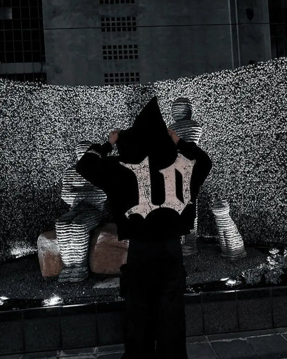 Sweats à capuche zippés streetwear hommes vêtements femmes Y2K Harajuku gothique patchwork surdimensionné brodé sweats à capuche rétro noirs