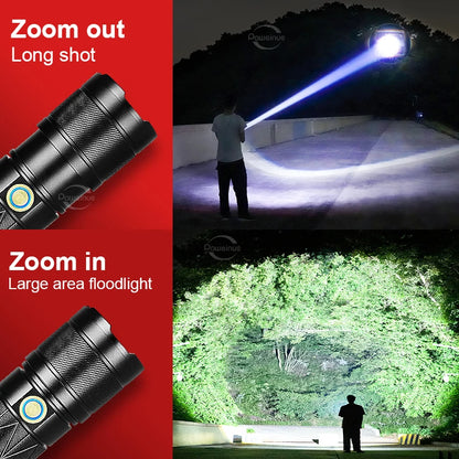 Lampe de poche LED laser blanc Super puissante, torche 3x18650 intégrée, Zoom 1500m, lanterne tactique avec COB, lampe étanche pour Camping