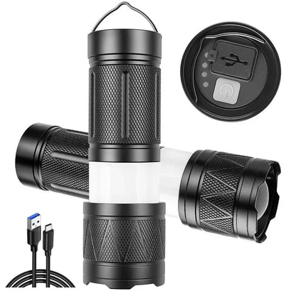 Lampe de poche LED Ultra lumineuse, Rechargeable 12000mAh avec batterie 3*18650, torche tactique étanche IPX6 Zoomable pour le Camping