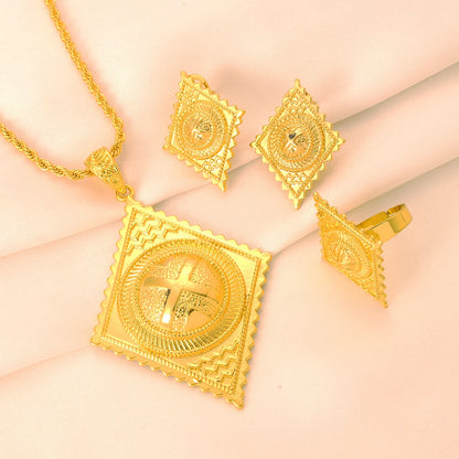 Nouveaux ensembles de bijoux éthiopiens pendentif boucles d'oreilles bagues africain érythréen Habesha cadeaux de fiançailles de mariage