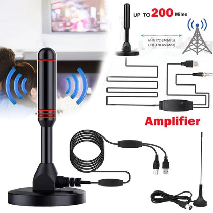 Antenne TV numérique HD avec amplificateur, DAB amplifié intérieur, gain élevé, 200 Beauté, amplificateur, VHF, UHF, réponse rapide, ensemble aérien extérieur
