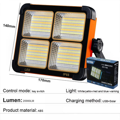 Lumière solaire super brillante 1000 watts Portable Camping tente lampe USB Rechargeable LED solaire projecteur extérieur travail réparation éclairage