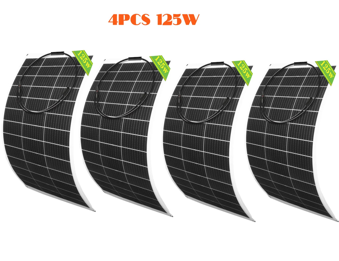Panneaux solaires 18 V 125 W 250 W 375 W 500 W, flexibles, minicellules pour chargeur de batterie 12 V/24 V, kits maison 1 000 W, camping-car, bateau