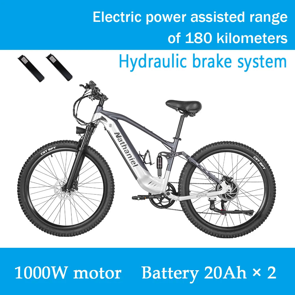 Nathaniel SYR03 vélo électrique 27.5 "48V1000W vélo électrique assisté adulte 45Ah grande capacité batteries au lithium détachables Ebike