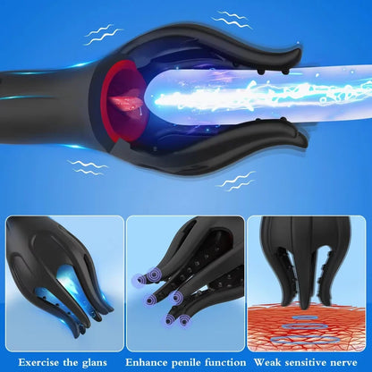 Masseur électrique stimulateur de gland, masturbateur masculin, entraîneur de retardement de l'éjaculation, vibrateur 10 modes, jouet sexuel automatique pour orgasme oral, jouets sexuels pour adultes gays