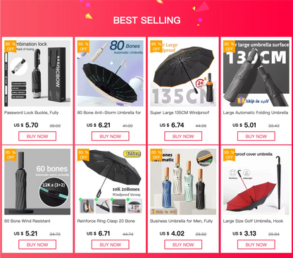 Parapluie anti-tempête 80 Bone pour hommes et femmes, pliage automatique, grand parapluie coupe-vent imperméable, parapluies anti-ultraviolets