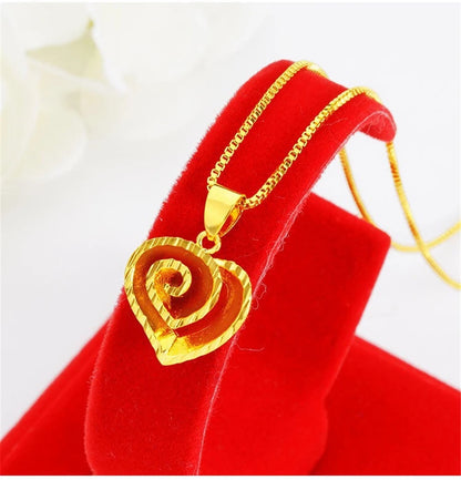 Colliers avec pendentif fleur couleur or 24K pour femmes, chaîne ondulée de 18 pouces, accessoires de bijoux de luxe de haute qualité