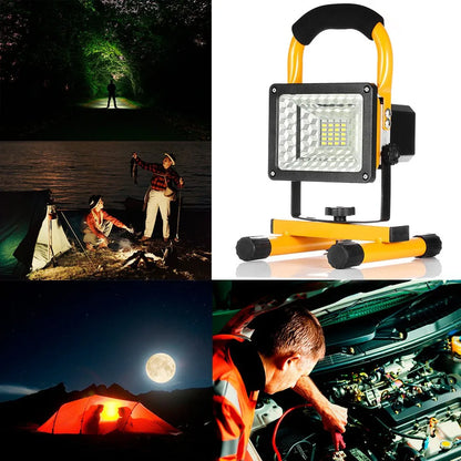 Projecteur LED Portable Rechargeable, étanche, alimenté par batterie, pour Camping en plein air, randonnée, lampe de travail d'urgence