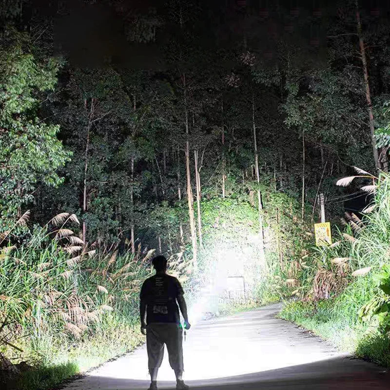 Lampe de poche LED haute puissance, torche Rechargeable par Usb, projecteur Portable très lumineux pour l'extérieur, lampe de Camping intégrée 18650