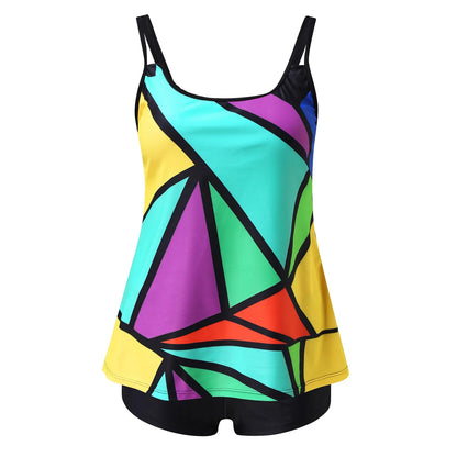 Maillot de bain grande taille pour femmes, bikini sexy, deux pièces, imprimé, haut avec short, ensemble tankini, maillot de bain, bikini, 2022