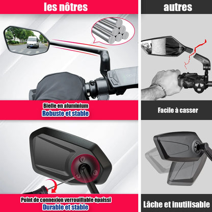 EasyDo – rétroviseur de guidon de vélo électrique, avec bras de miroir étendu rotatif à 360 degrés, pour cyclisme sur route et en montagne