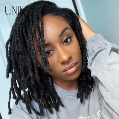 Extensions de dreadlocks à 60 brins pour hommes/femmes, cheveux afro crépus et raides, 100 % humains, faites à la main, tresses au crochet