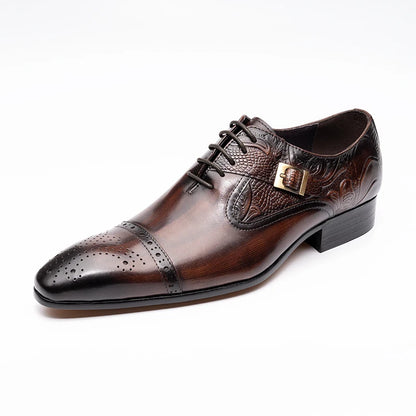 Chaussures provoqué formelles en cuir véritable pour hommes, chaussures Oxford de luxe, chaussures d'affaires haut de gamme, style européen élégant
