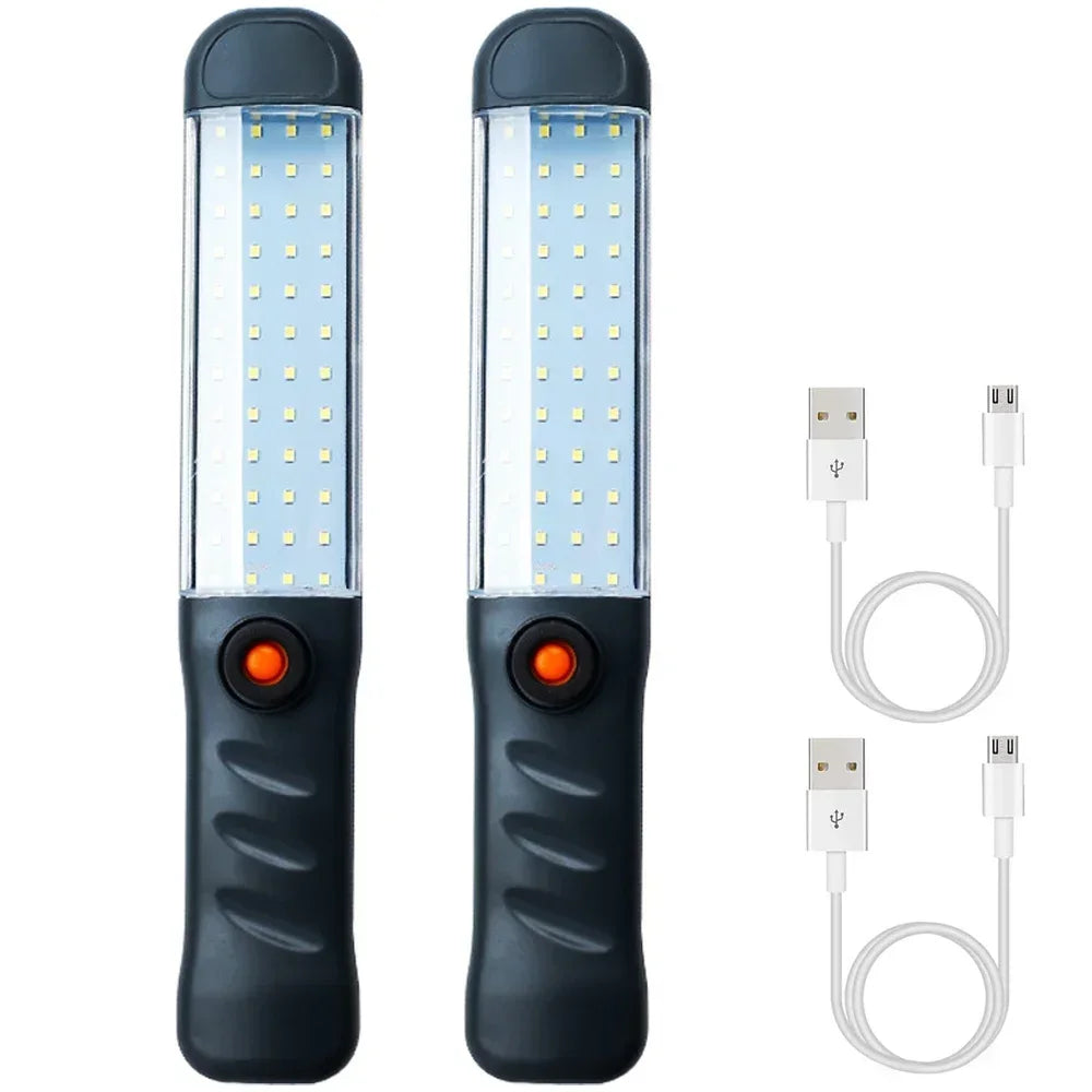 Lampes de poche LED lampe de travail rechargeable avec base magnétique et crochet de suspension 3 modes projecteur pour gril de réparation de voiture utilisation en extérieur