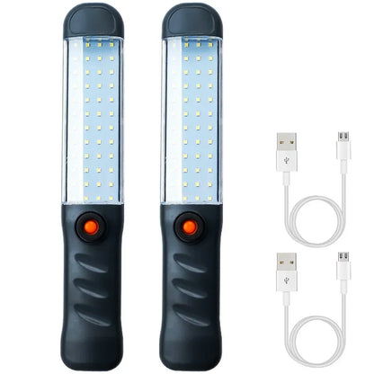 Lampes de poche LED lampe de travail rechargeable avec base magnétique et crochet de suspension 3 modes projecteur pour gril de réparation de voiture utilisation en extérieur