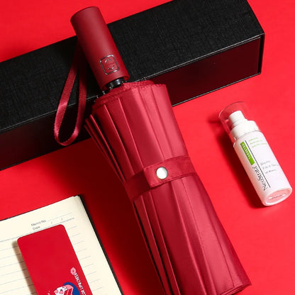 Parapluie pliant entièrement automatique à 16 baleines pour homme et femme, grand, résistant, résistant aux UV, de luxe, pour les affaires, coupe-vent