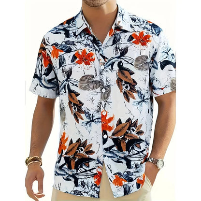 Chemise décontractée pour homme à imprimé graphique vintage, chemise hawaïenne à manches courtes pour l'été, chemises boutonnées, vêtements pour homme, chemise streetwear tendance