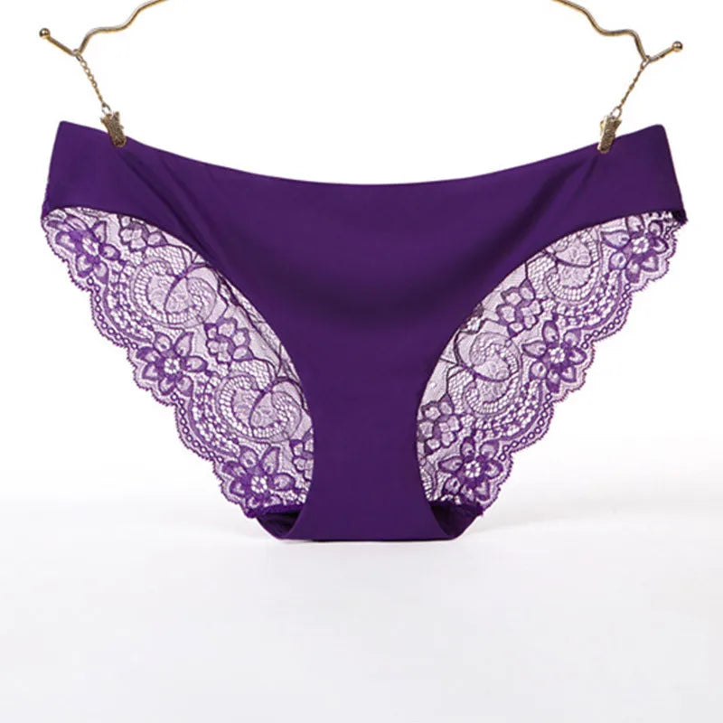 Femmes imprimer sans couture slips sous-vêtements femmes Sexy dentelle culotte basse-Ries Transparent évider culotte femme Lingerie grande taille