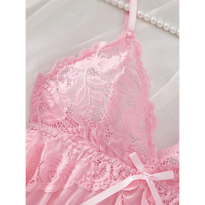 Un ensemble de sous-vêtements de femme chemise de nuit string ensembles grande taille jarretelle dentelle Lingerie accessoires Sexy soutien-gorge érotique chemise de nuit lencería