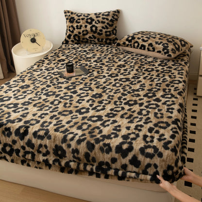 Couvre-lit sur le lit, drap-housse chaud en velours Angora, surmatelas Long en velours, couverture de lit à bande élastique complète