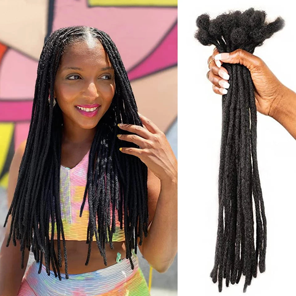 HExtensions de dreadlocks en cheveux humains, crépus et lisses, tresses au crochet, extensions de cheveux brésiliens Remy, 10, 20, 40 ou 60 mèches