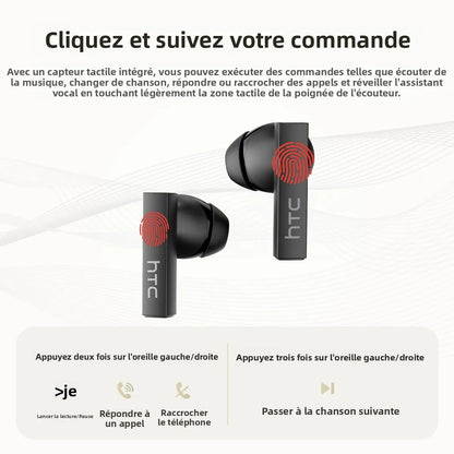 【Papier peint personnalisé】 écouteurs HTC NE40 Bluetooth V6 TWS sport traducteur AI écouteurs réduction du bruit casque sans fil avec micro