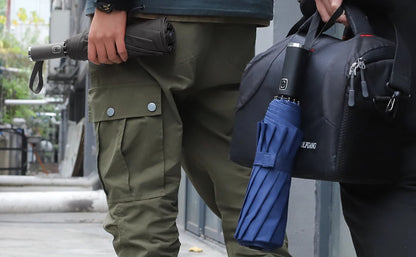 Parapluie pliant entièrement automatique à 16 baleines pour homme et femme, grand, résistant, résistant aux UV, de luxe, pour les affaires, coupe-vent