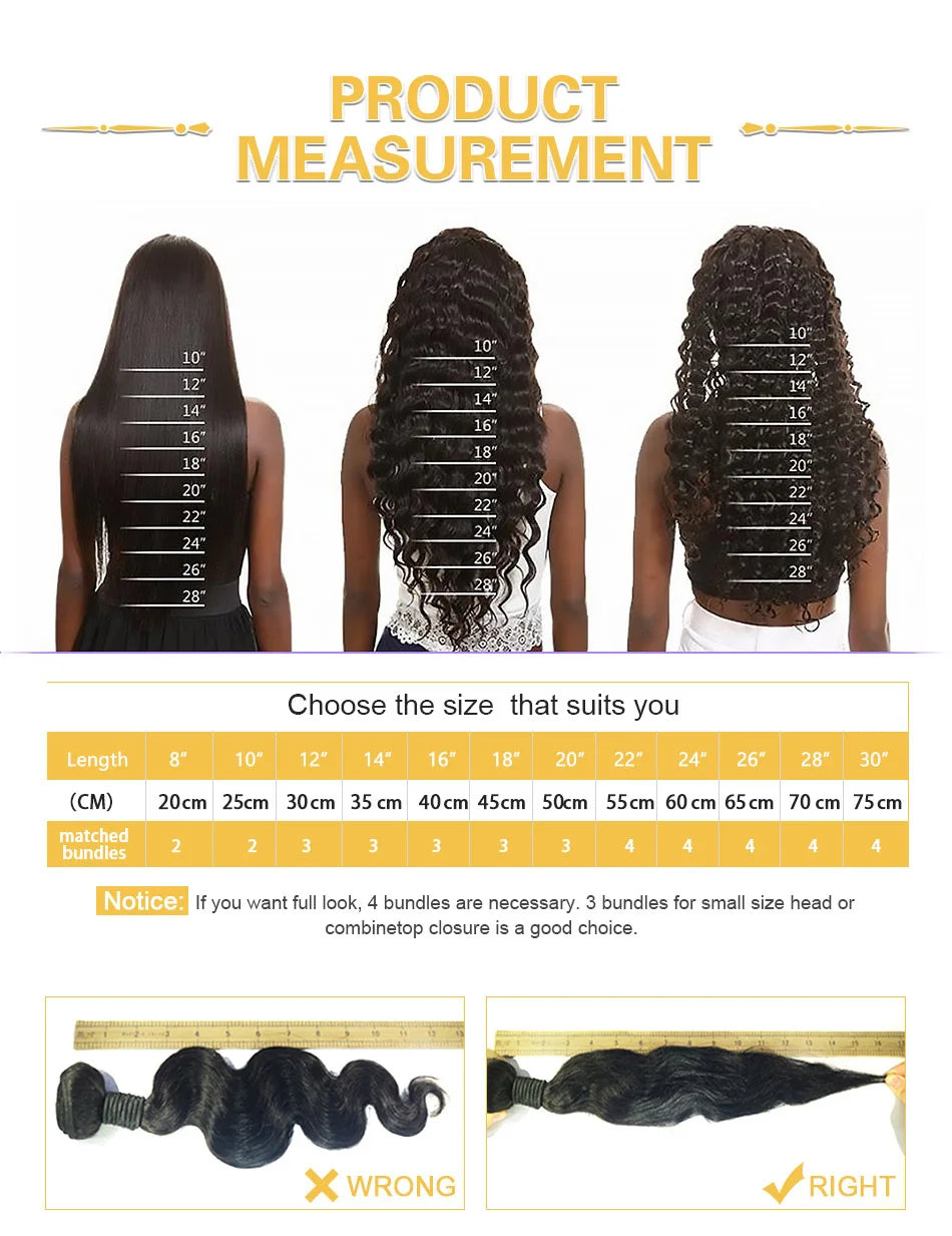 Lot de 3 extensions de cheveux humains malaisiens Body Wave 100 % non traités, cheveux vierges, couleur naturelle