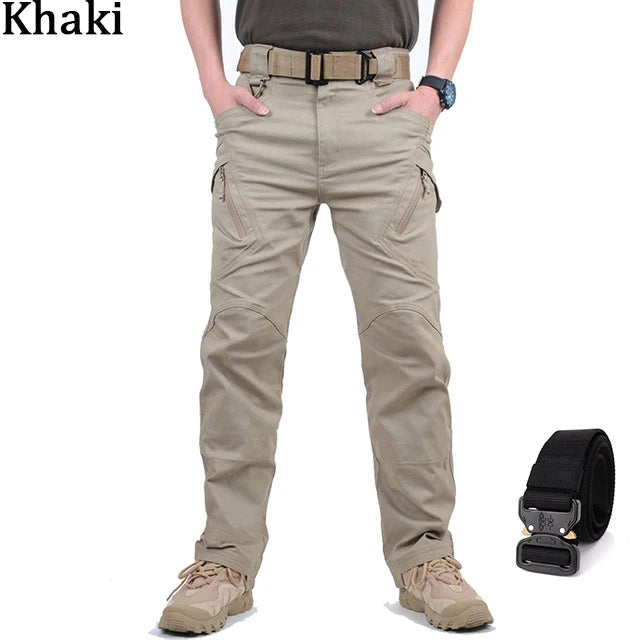 Pantalon cargo imperméable pour homme, jogging militaire masculin, pantalon élastique à poches multiples, grande taille, FjOutdoor