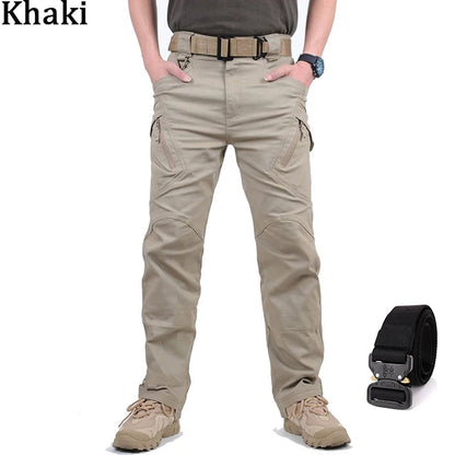 Pantalon cargo imperméable pour homme, jogging militaire masculin, pantalon élastique à poches multiples, grande taille, FjOutdoor