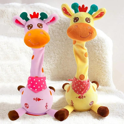 Jouet girafe parlant dansant mignon, répétitif de ce que vous dit avec 10 chansons, Volume réglable, girafe dansante musicale scintillante