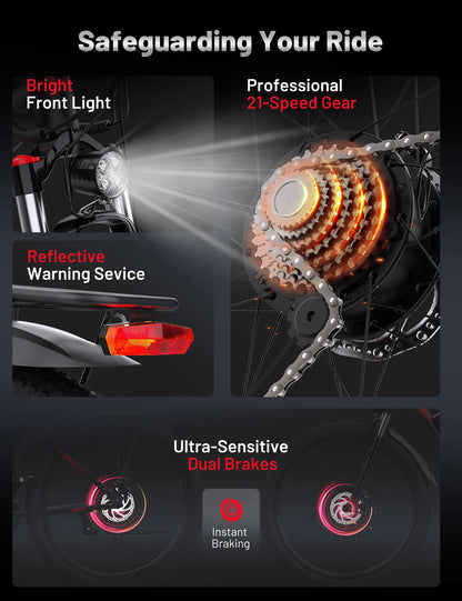 BIGFLY C29 ULTAR freins hydrauliques de vélo électrique, 48V 15AH, portée 100KM, pneus 29*2 pouces, homme/femme, moteur 68NM 21 vitesses